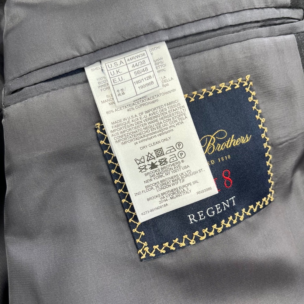 Brooks Brothers 1818 Regent Blazer Mens 44R Charcoal Gray Estrato Wool Italy - Picture 5 of 8